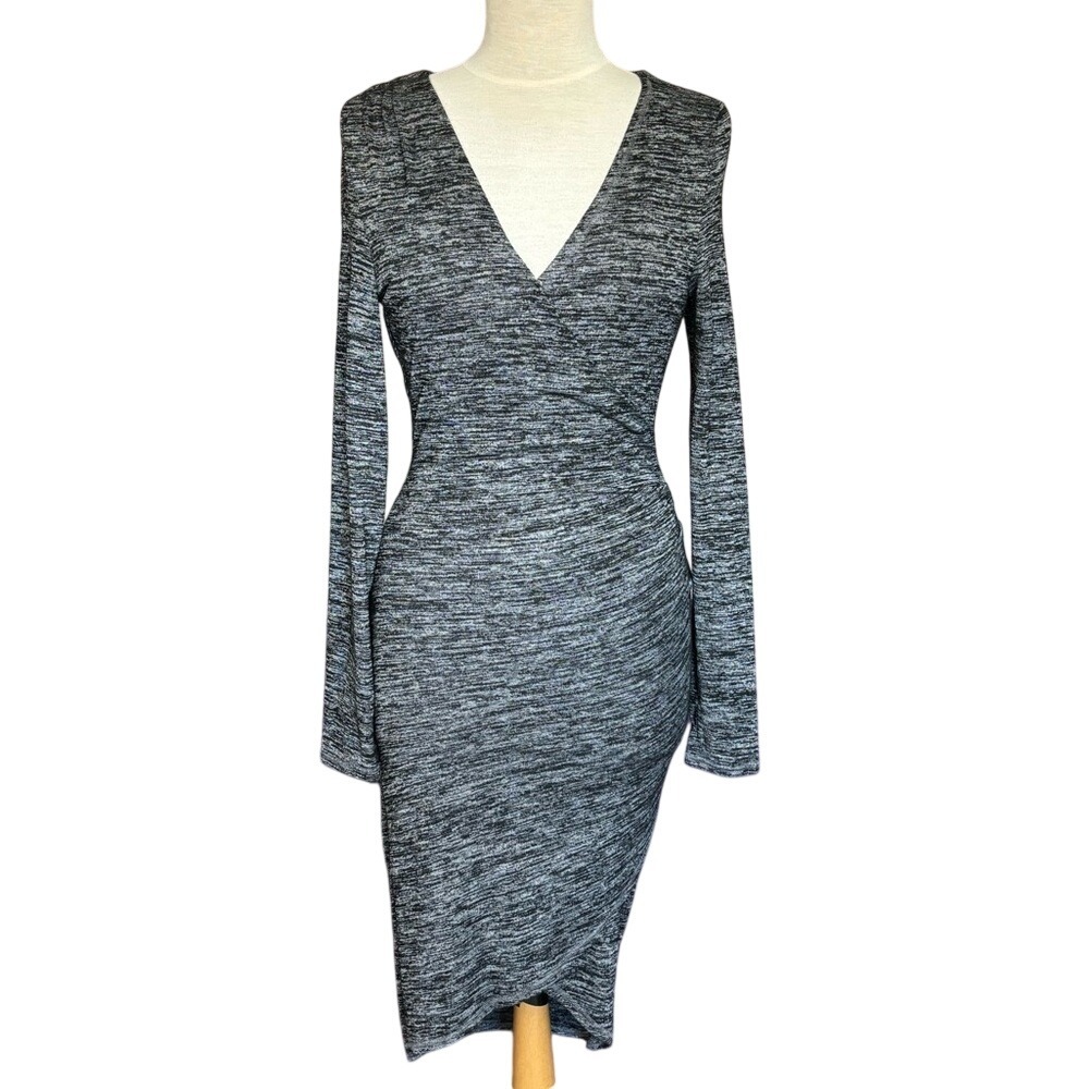 Guess by Marciano Rakel Long-Sleeve Wrap Dress Two Tone Gray Size M